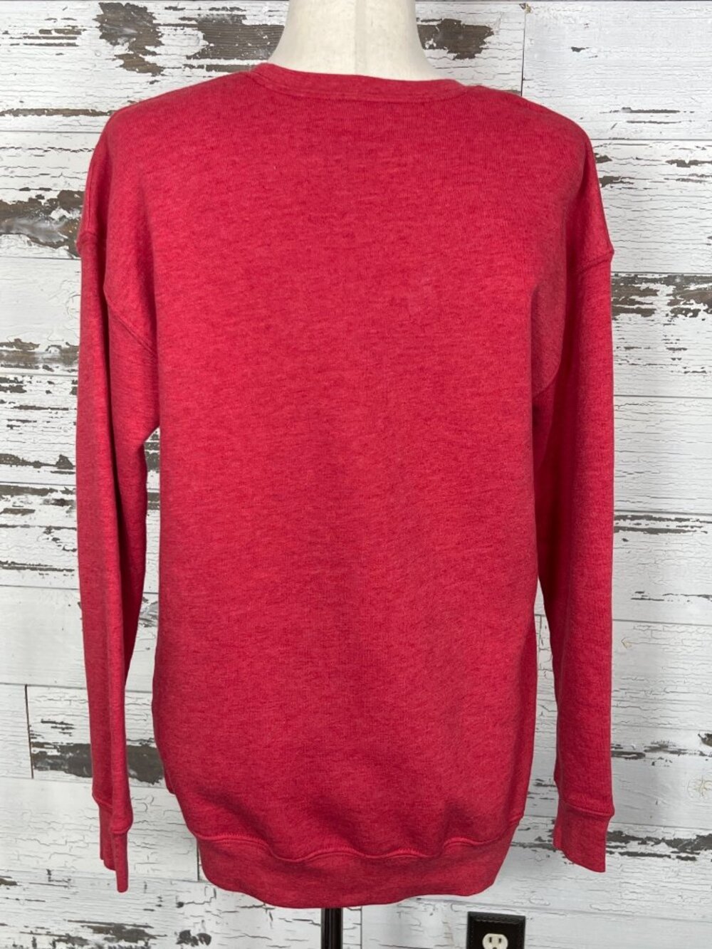 OAT COLLECTIVE Merry Holiday Fleece Lined Sweatshirt in Washed Red Sz M NWOT - Picture 3 of 5